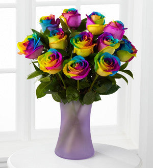 Time to Celebrate Rainbow Rose Bouquet - 12 Stems