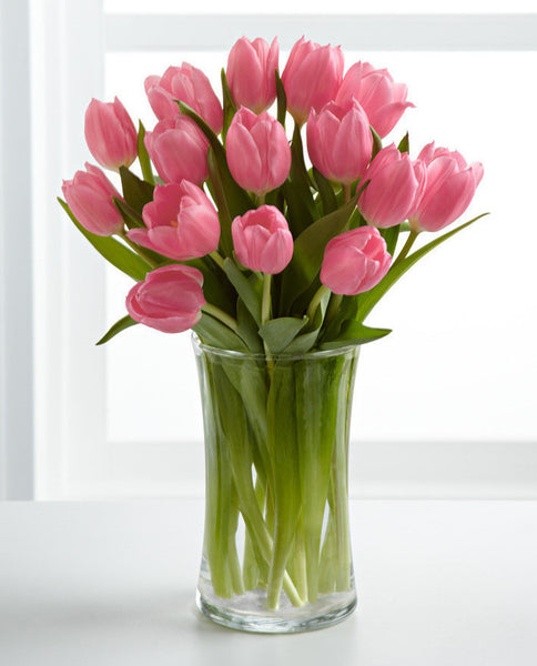 Pink Prelude Tulip Bouquet with FREE Glass Vase