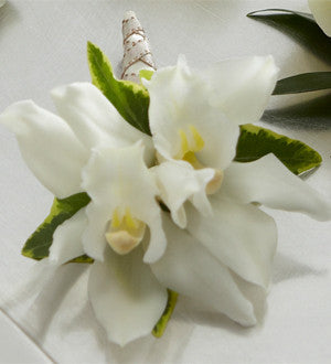 White Mini Cymbidium Boutonniere