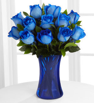 Extreme Blue Hues Fiesta Rose Bouquet - 12 Stems