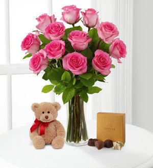 Pink Roses with Bear & Godiva