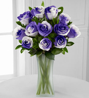 Lilac Inspirations Rainbow Rose Bouquet - 12 Stems - VASE INCLUDED