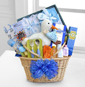 Special Stork Delivery Baby Boy Basket