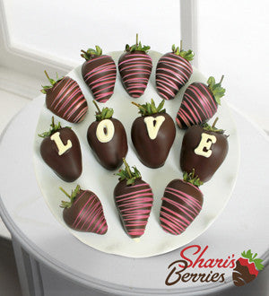 Shari's Berries Limited Edition Chocolate Dipped Love Berry Gram Strawberries - 12-piece
