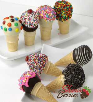 Shari's Berries Limited Edition Chocolate Dipped Ice Cream Cone Cake Pops - 8-piece