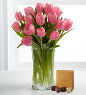 Pink Prelude Tulip Bouquet with Chocolates